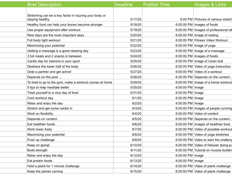 Calendar for the next&nbsp;month